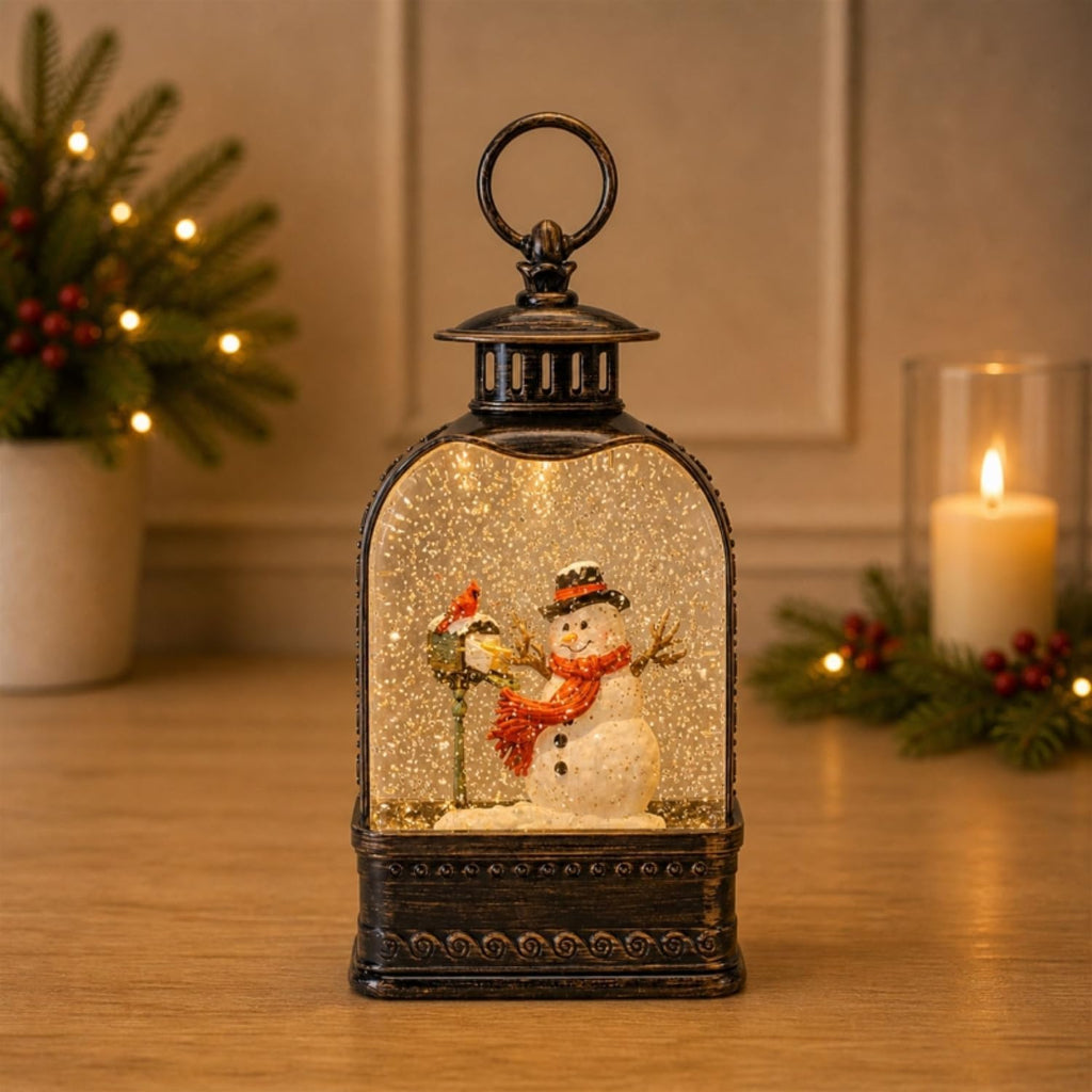 Christmas Lantern Snow Globe with Snowman