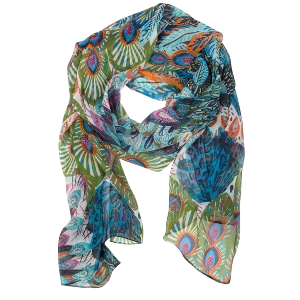 Colorful Peacock Chiffon Scarf