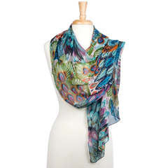 Colorful Peacock Chiffon Scarf