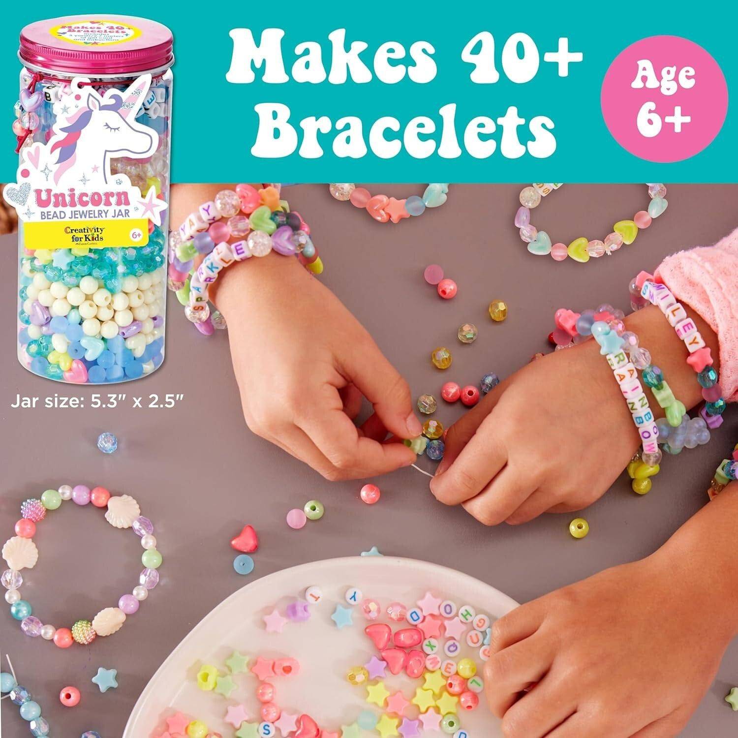 Creatology Unicorn Charm Beads DIY Jewelry Making Kit for Girls with Portable Travel Jar - Sammi's Attic