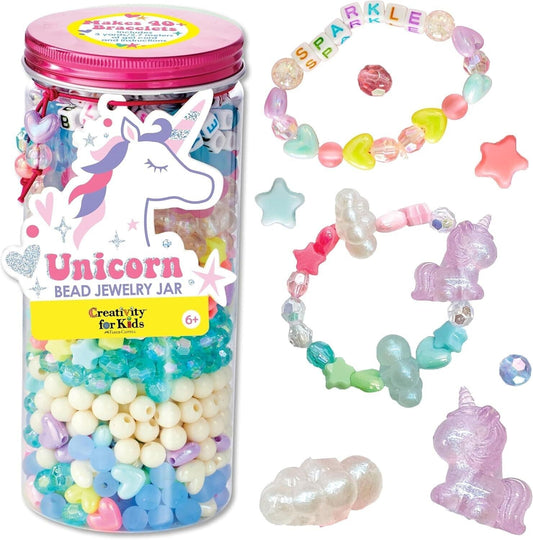 Creatology Unicorn Charm Beads DIY Jewelry Making Kit for Girls with Portable Travel Jar - Sammi's Attic