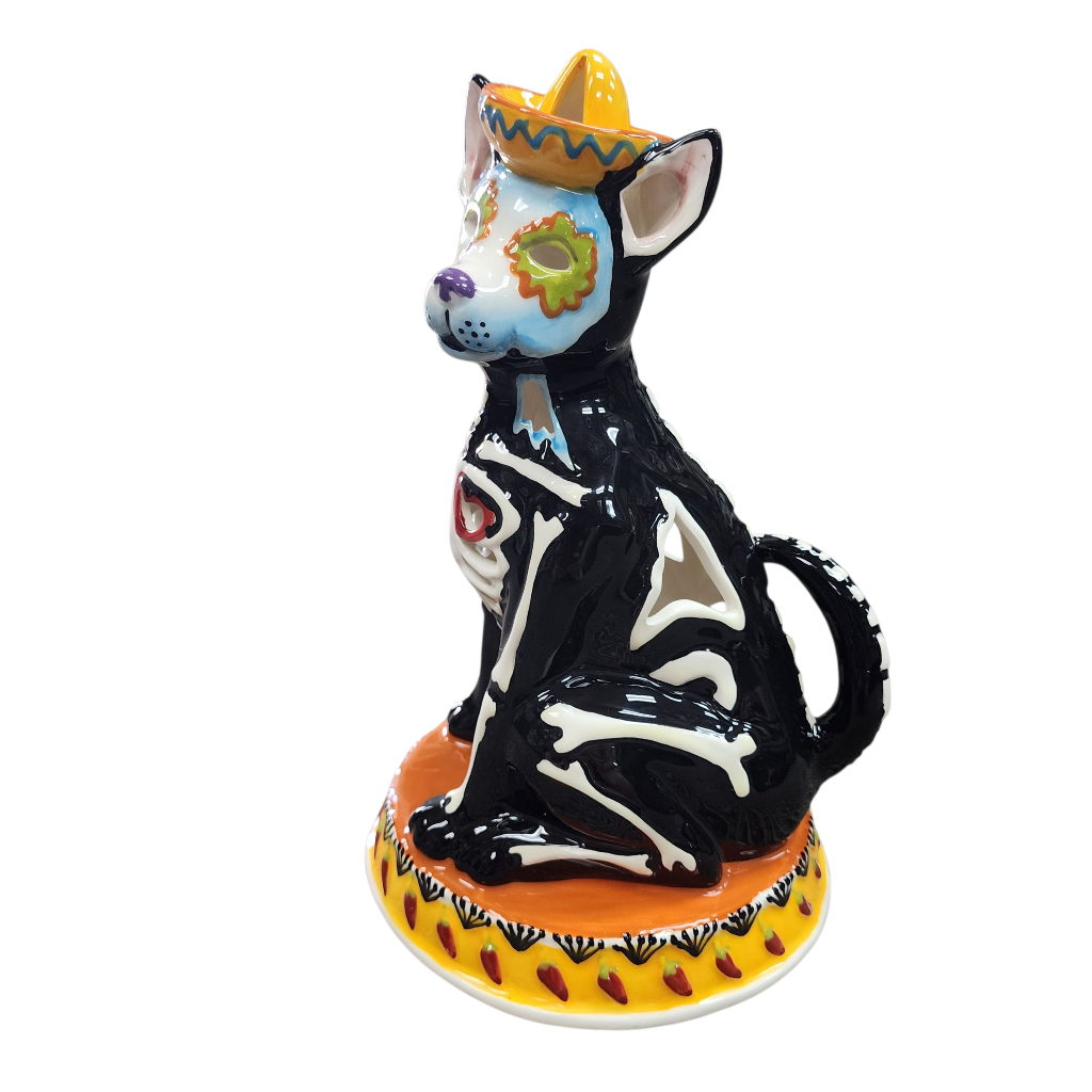 Day of the Dead Dog Tealight Candle House