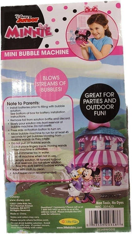 Disney Junior Minnie Mouse Pink Mini Bubble Machine Bubble Blower 2oz Bubbles - Sammi's Attic