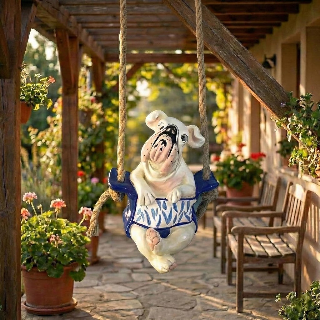 Dog Garden Figurine Hanging Decor | Bulldog