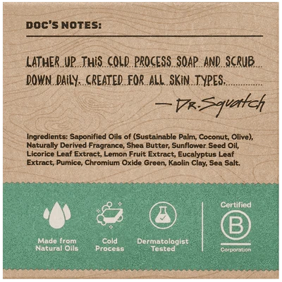 Dr. Squatch Rainforest Rapids Natural Bar Soap 5 oz