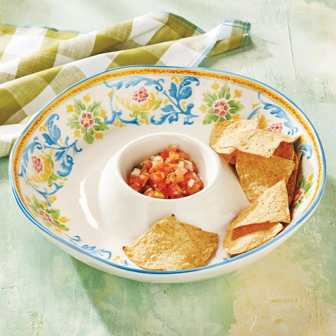 Earthenware Chip and Dip Serving Dish