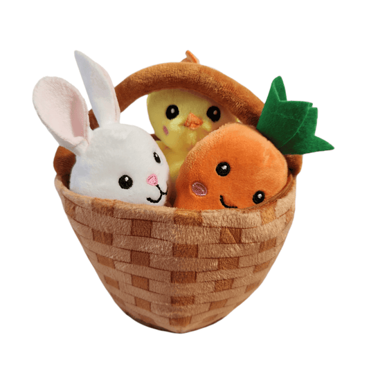 Easter Basket Plush Soft Basket with Stuffed Animals Kids Toy Bunny Chic Carrot - Sammi's Attic