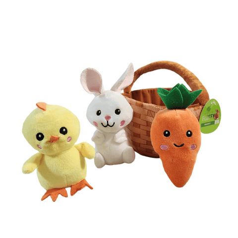 Easter Basket Plush Soft Basket with Stuffed Animals Kids Toy Bunny Chic Carrot - Sammi's Attic