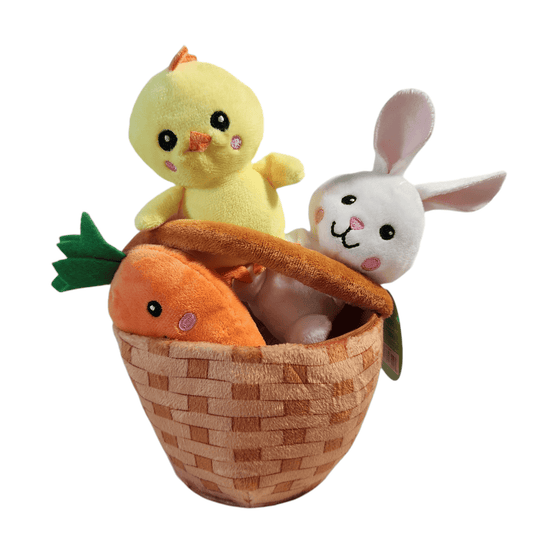 Easter Basket Plush Soft Basket with Stuffed Animals Kids Toy Bunny Chic Carrot - Sammi's Attic
