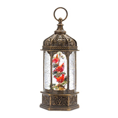 Enchanting Lantern Snow Globe with Cardinals