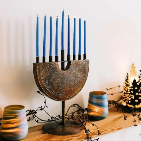 Engraved Iron Menorah