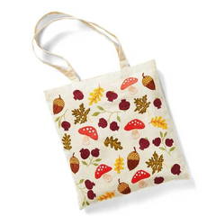Fall Foliage Embroidered Tote Bag