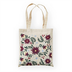 Festive Florals Embroidered Tote Bag