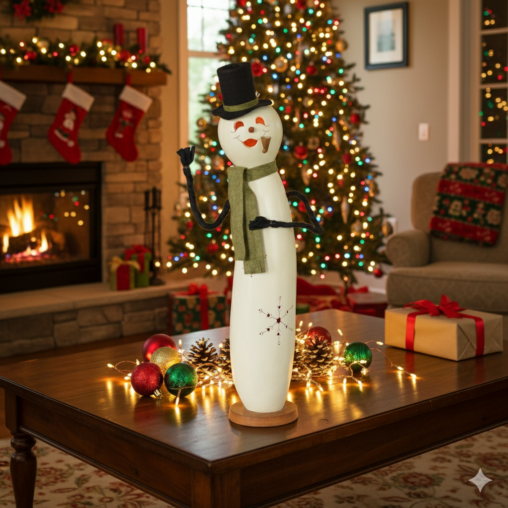 Festive Snowman Gourd | Light Up | Hand Crafted