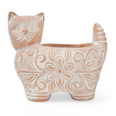 Garden Kitty Planter | Whitewashed Terracotta