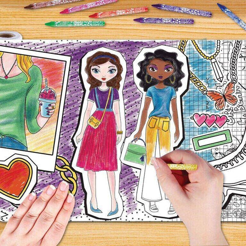 Giant Fashion Coloring Roll 18 Feet of Coloring with 16 Crayons - Fashion Angels - Sammi's Attic