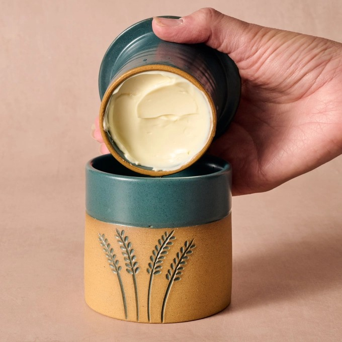 Handcrafted Butter Bell Crock | Wheat Stalks