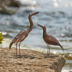Handcrafted Copper Cranes (Set of 2)