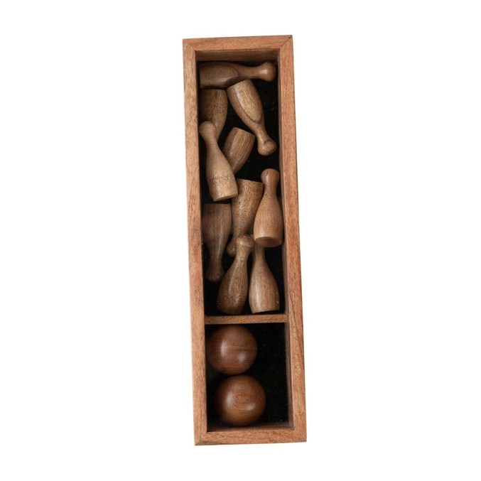Handmade Wooden Mini Bowling Tabletop Set