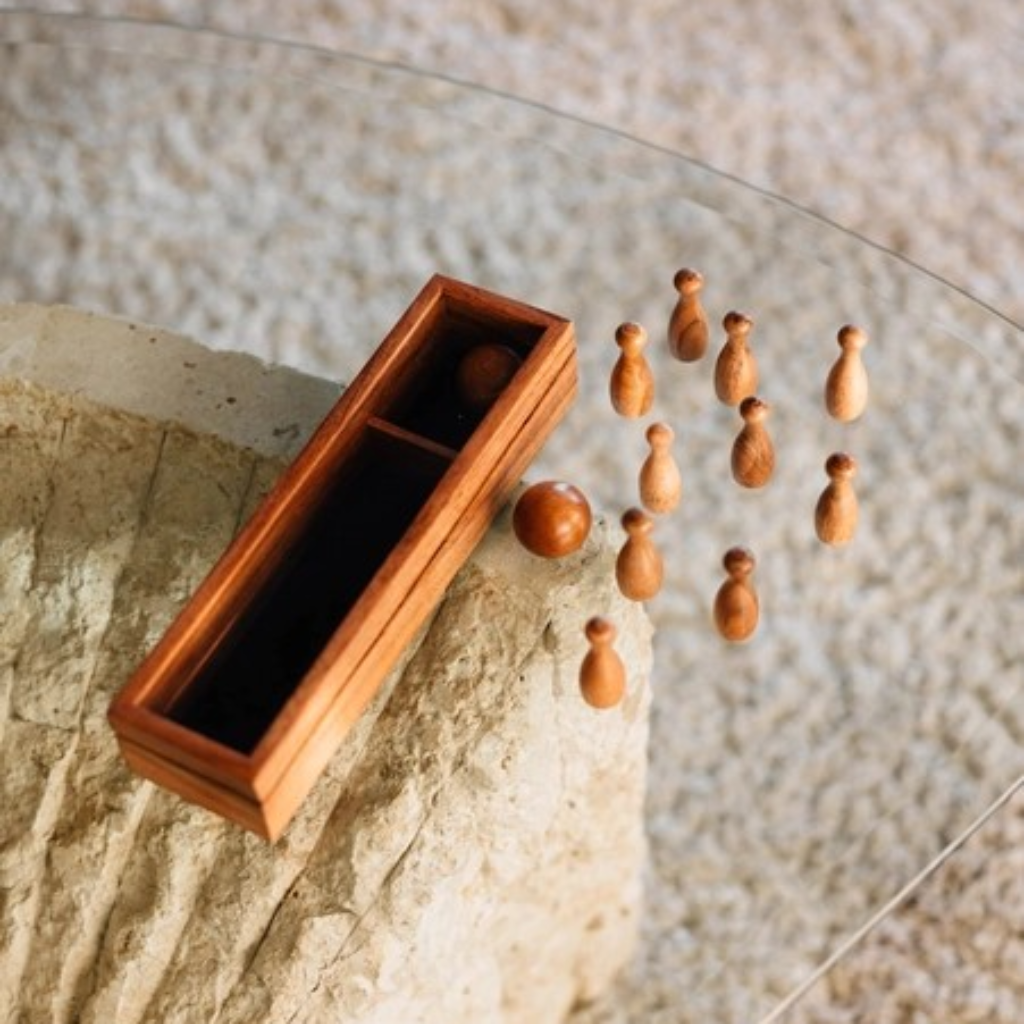 Handmade Wooden Mini Bowling Tabletop Set