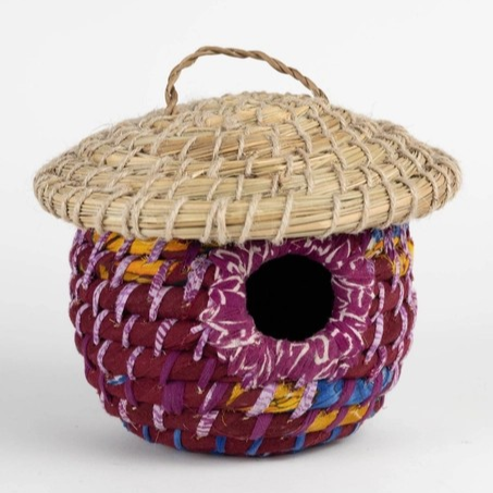 Handwoven Acorn Birdhouse | Recycled Sari