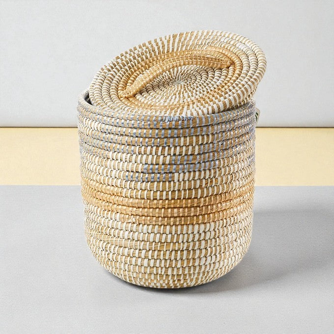 Handwoven Lidded Tall Basket | Kaisa Grass