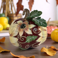 Harvest Blooms Ceramic Pumpkin