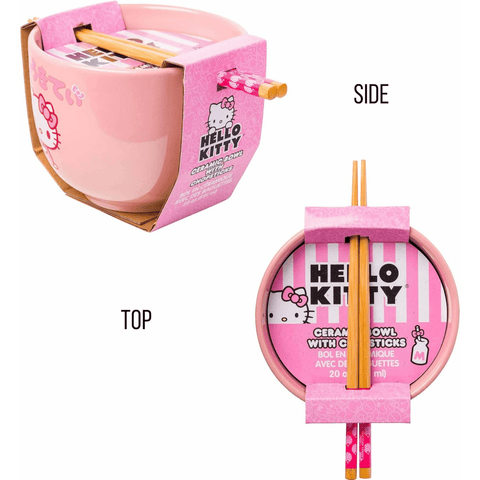 Hello Kitty Sanrio Ramen Noodle Bowl with Bamboo Chopsticks 20 oz Ceramic Bowl - Sammi's Attic