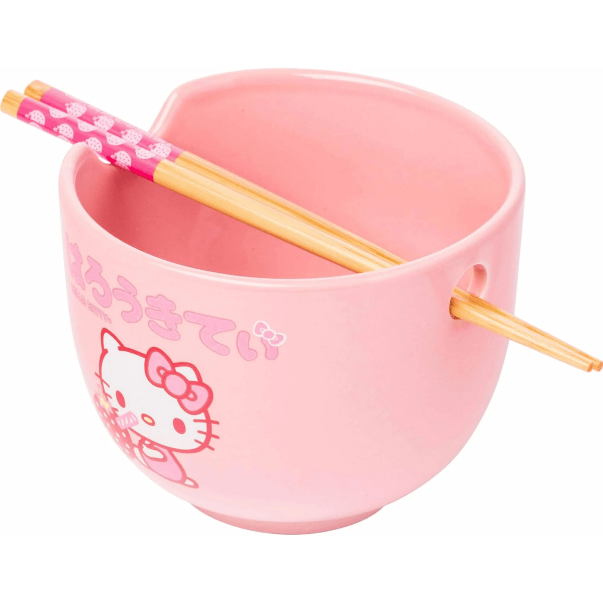 Hello Kitty Sanrio Ramen Noodle Bowl with Bamboo Chopsticks 20 oz Ceramic Bowl - Sammi's Attic