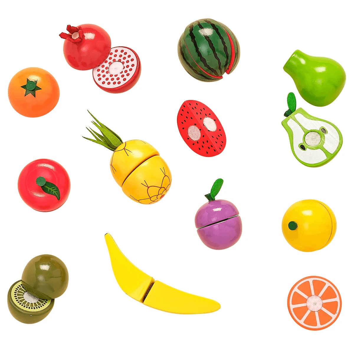 KidKraft Chop It Up Wood Food Grocery Cooking with Knife Block Play Knives 52pc