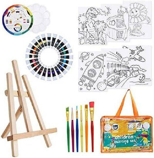 Kids Art Paint Set with Easel Canvas Carry Bag Artistic Acrylic Painting 28 Pc - Sammi's Attic