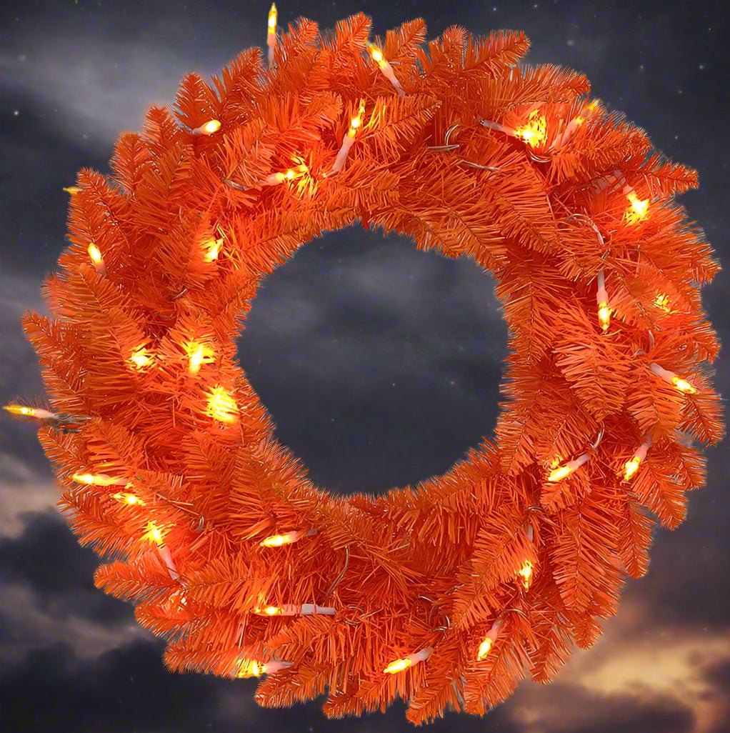 Kurt Adler 18-inch Battery Operated Pre-Lit Orange Wreath