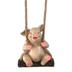 Laughing Pig Garden Figurine Hanging Decor