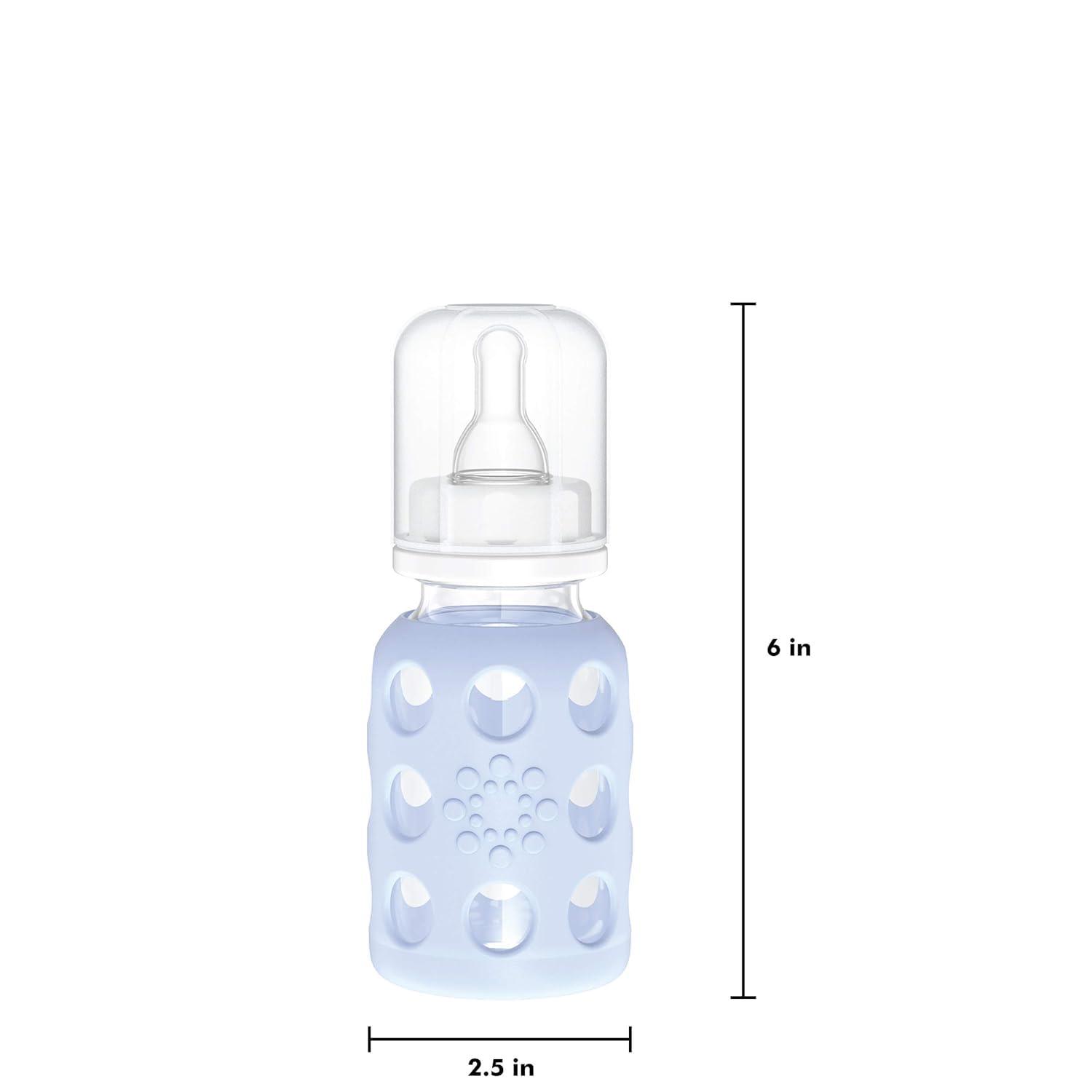 Lifefactory Glass Baby Bottles with Silicone Protection - 4-Pack, 4 oz Each Bottle (2- Blanket & 2- Lavender)