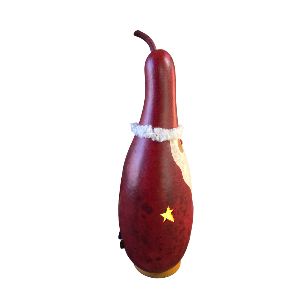 Light Up Gourd Santa | Hand Dyed