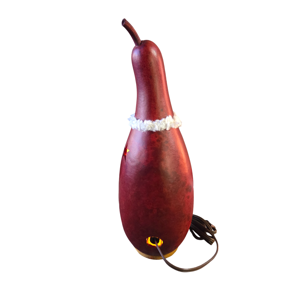 Light Up Gourd Santa | Hand Dyed