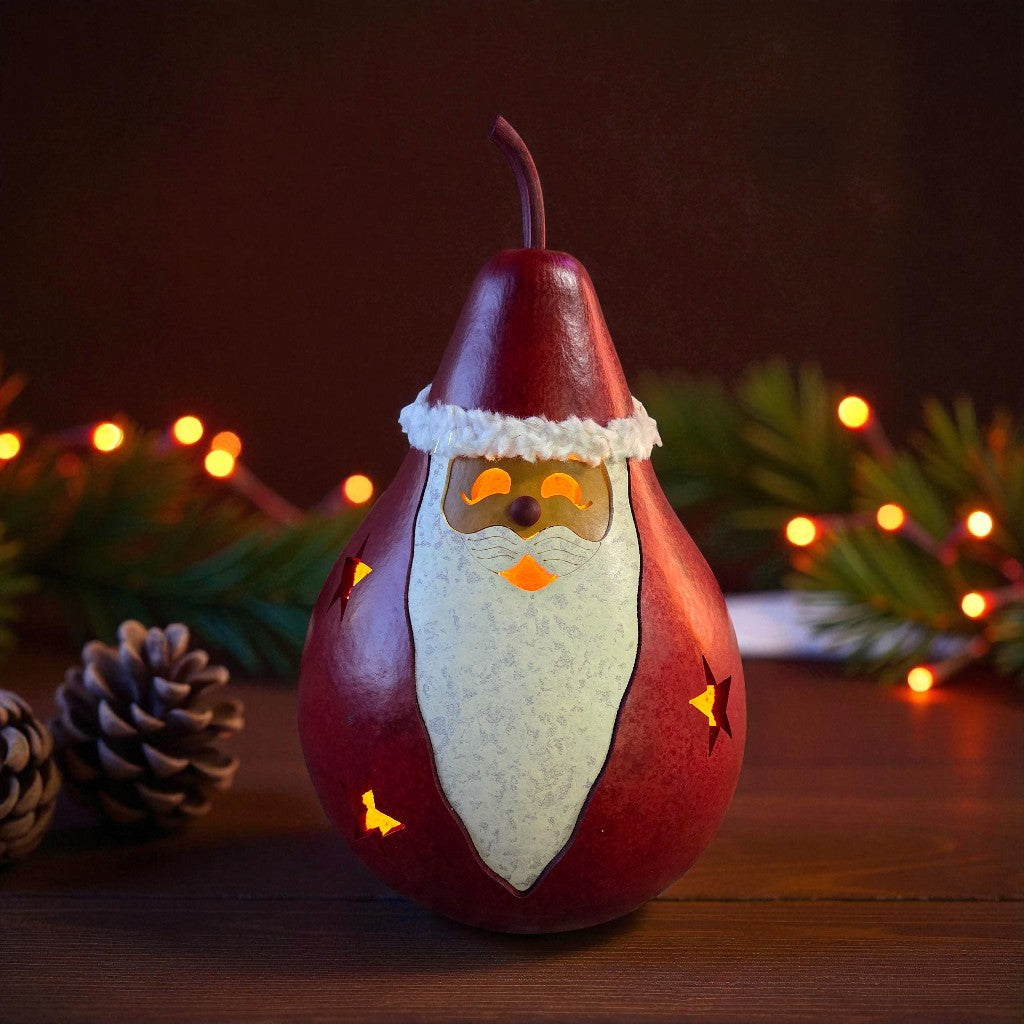 Light Up Red Santa Gourd | Hand Dyed