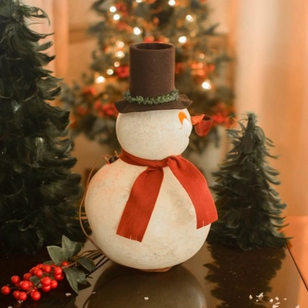 Light Up Snowman Gourd | Hand Crafted