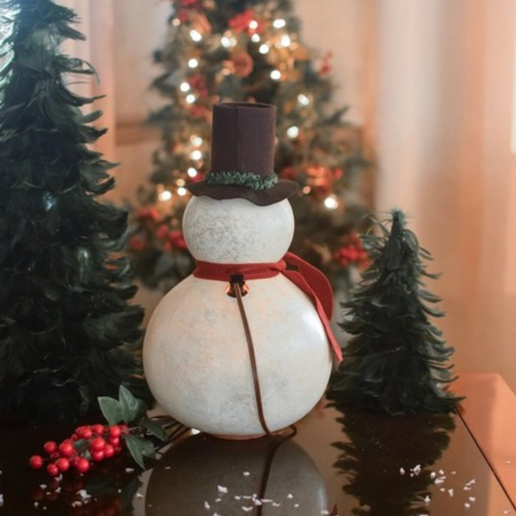 Light Up Snowman Gourd | Hand Crafted