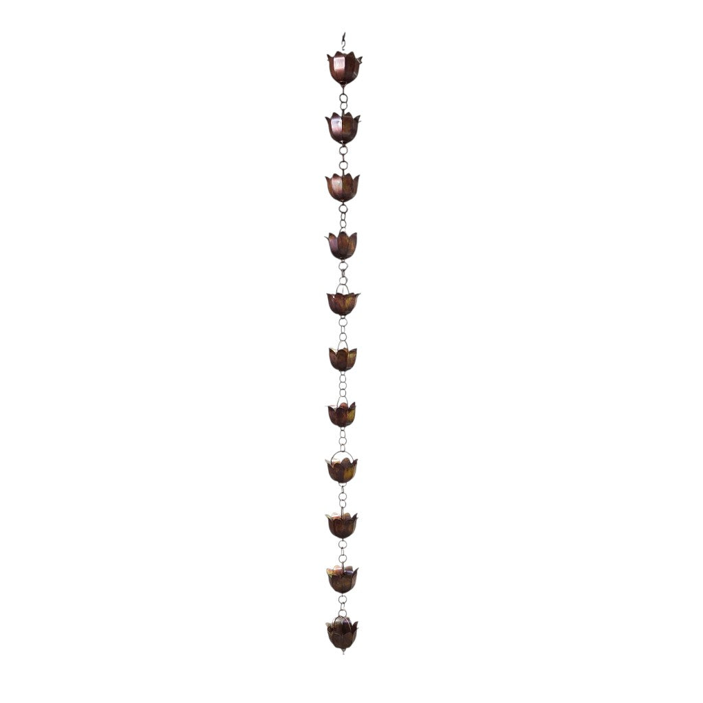 Lotus Rain Chain | Handcrafted Iron | 7.5 Feet