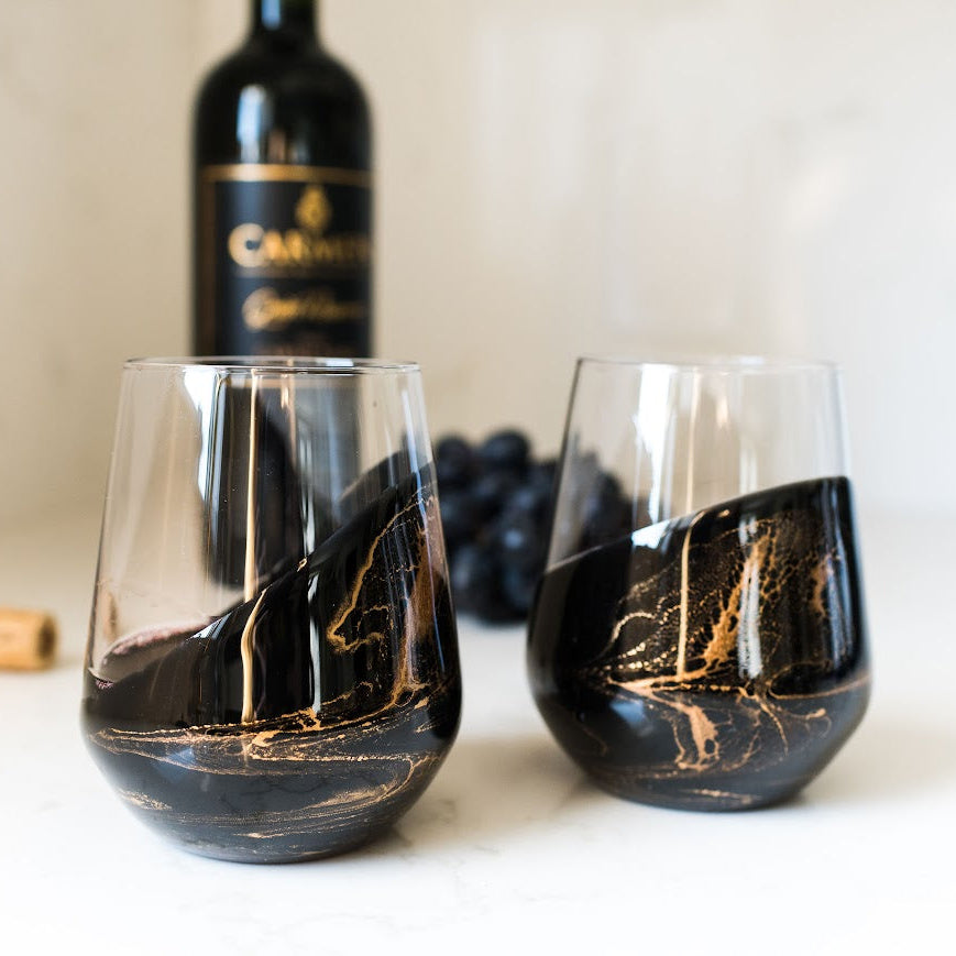 Lynn & Liana Designs | Wine Glasses | Resin Accented | Set of 2