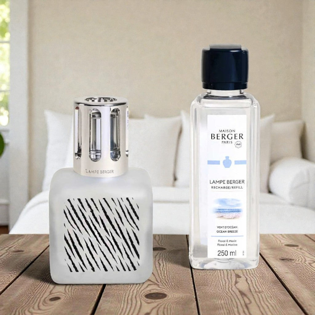Maison Berger | Lampe Berger Ice Cube Zebra Lamp Gift Set with Ocean Breeze Fragrance