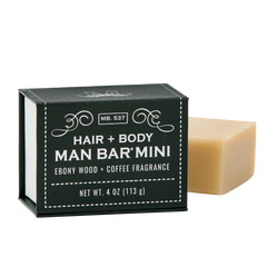 Man Bar Mini | Ebony Wood & Coffee | Hair & Body 4 oz