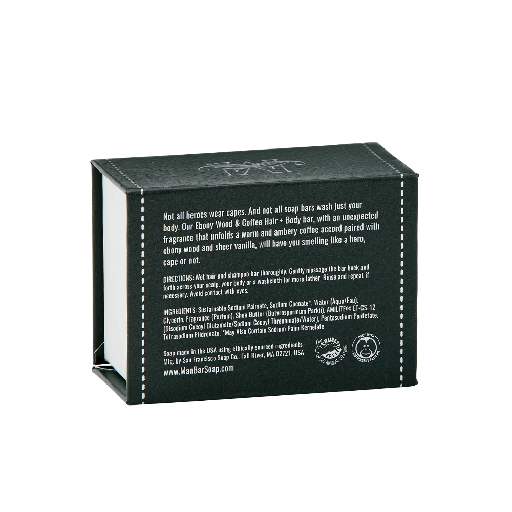Man Bar Mini | Ebony Wood & Coffee | Hair & Body 4 oz