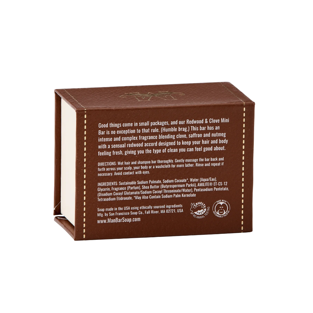 Man Bar Mini | Redwood & Clove | Hair & Body 4 oz