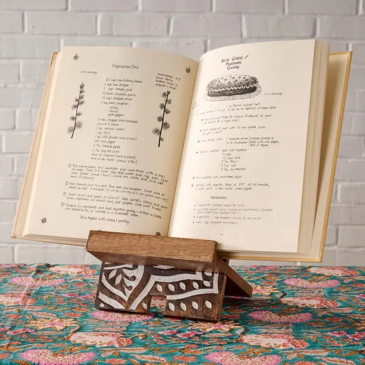 Mango Wood Cookbook & Tablet Stand