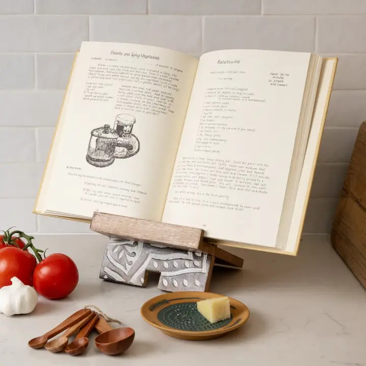 Mango Wood Cookbook & Tablet Stand