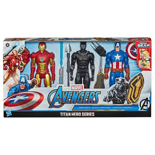 Marvel Avengers Titan Hero Series Blast Gear 3-Figure Pack (Captain America, Black Panther, and Iron Man) - Sammi's Attic