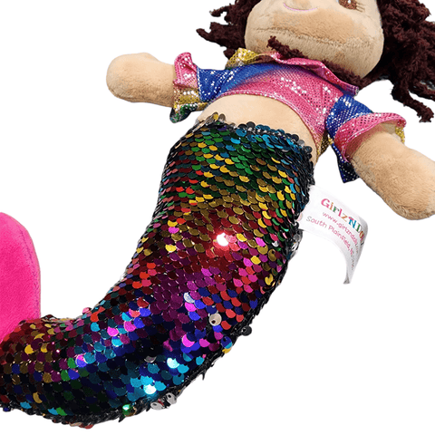 Mermaid Doll Plush Stuffed Toy 14" Soft Body Rainbow Sequins - Sammi's Attic