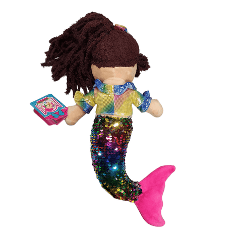 Mermaid Doll Plush Stuffed Toy 14" Soft Body Rainbow Sequins - Sammi's Attic